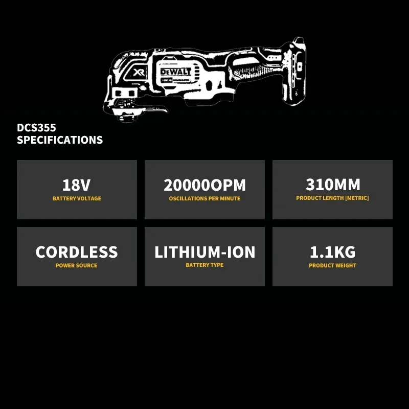 DeWalt-バッテリー充電器付き18v多機能振動電動工具,dcs355,ブラシレスモーター