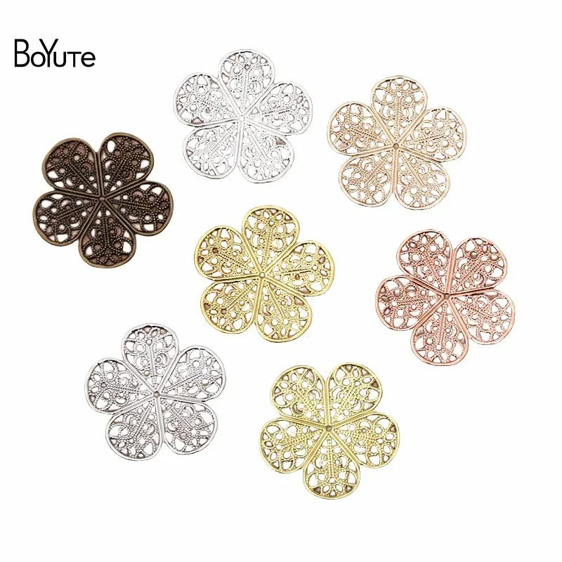 

BoYuTe Wholesale Filigree (100 Pieces/Lot) 25MM Flower Filigree Brass Material Vintage DIY Jewelry Accessories