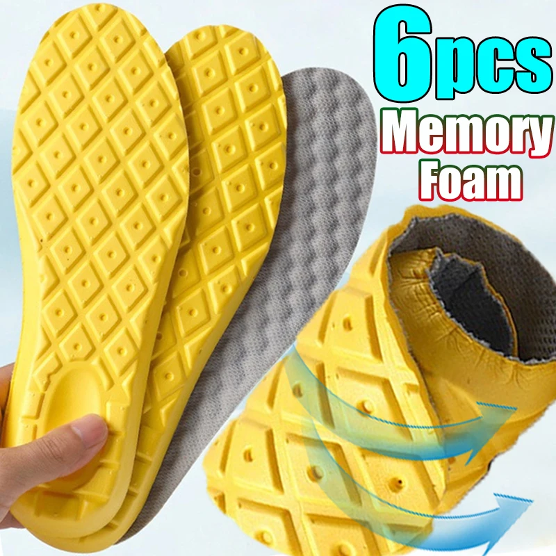 

6pcs Latex Memory Foam Insoles for Men's Soft Foot Support Shoe Pads Breathable Orthopedic Sport Insole Feet Care Insert Cushion