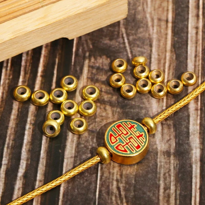 KISS&FLOWER Gold 5/6/7mm Round Siilca Gel Positioning Beads 2pcs For DIY Accessories Bracelet Bracelet Necklace Making AC22