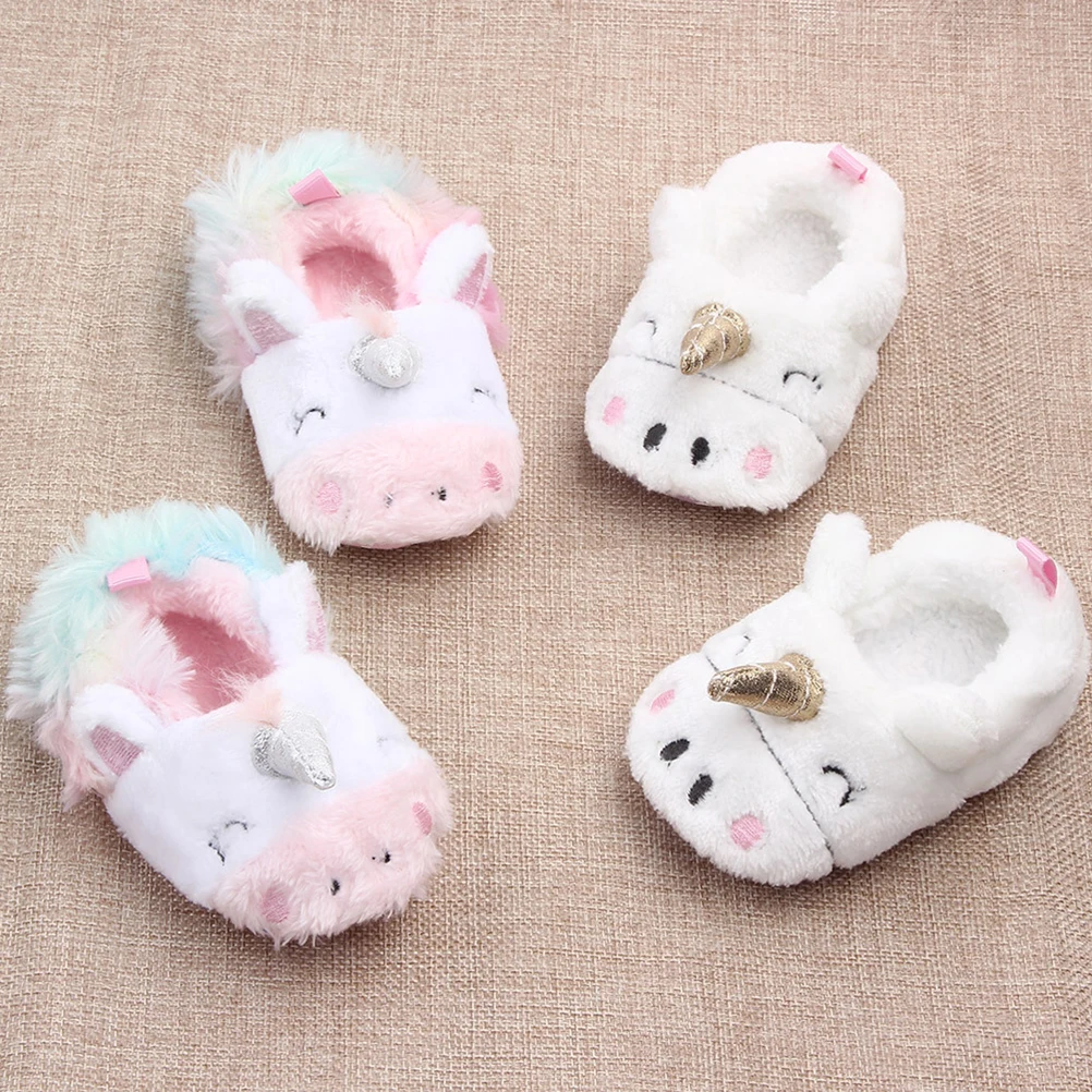 Chaussures d'intérieur chaudes en coton pour bébé, chaussures d'automne et d'hiver pour bébés âgés de 0 à 1 ans (licorne colorée 10.5cm)