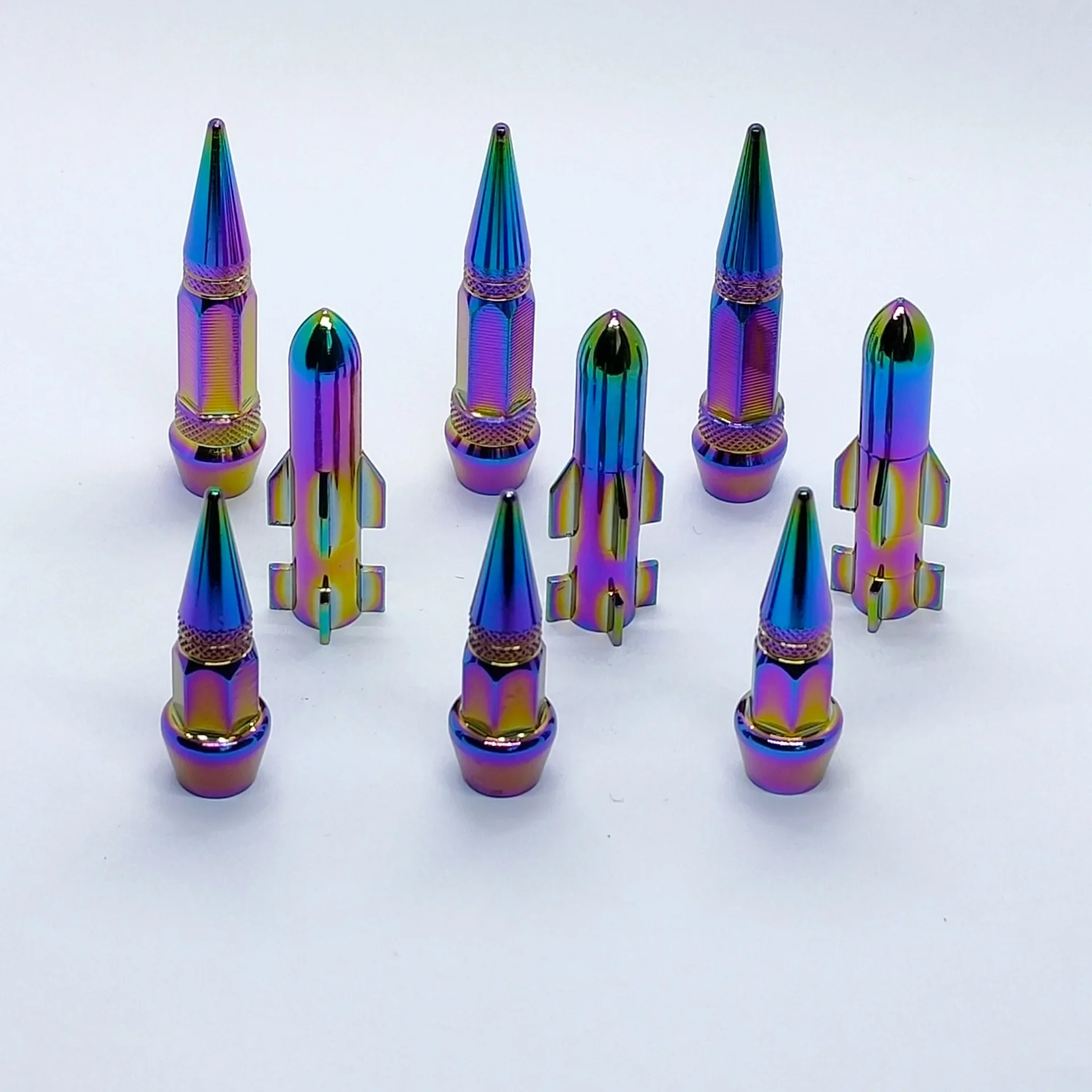4Pcs/Set Aluminum Tire Valve Stem Caps Magic Color US Standard Fit - Iridescent Aluminum for Cars, Trucks, Motorcycles Car Wheel