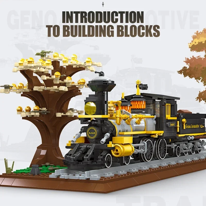 Creative Expert City MOC JIESTAR 59010 Genoa Locomotive Steam Train Railway Track Model 950PCS Building Blocks Brick Puzzle Toys