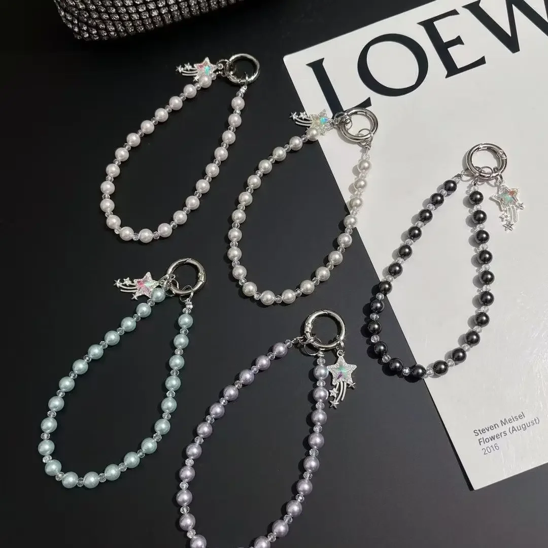 

Ins Высокомодный жемчужный мобильный телефон, уличный ремешок с защитой от потери, подвесная цепочка с бантом из бисера, брелок для ключей, цепочка для сумки, подвеска