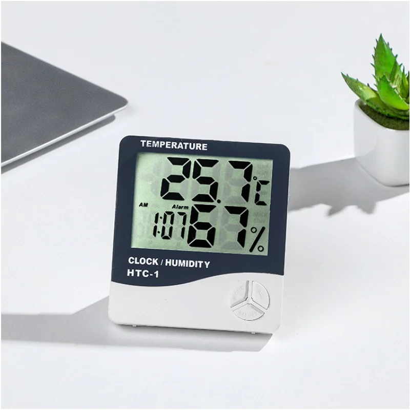 LCD Digital Thermometer Hygrometer Temperature Humidity Tester Weather Station Clock For Eyelash Extension Makeup Beauty Salon