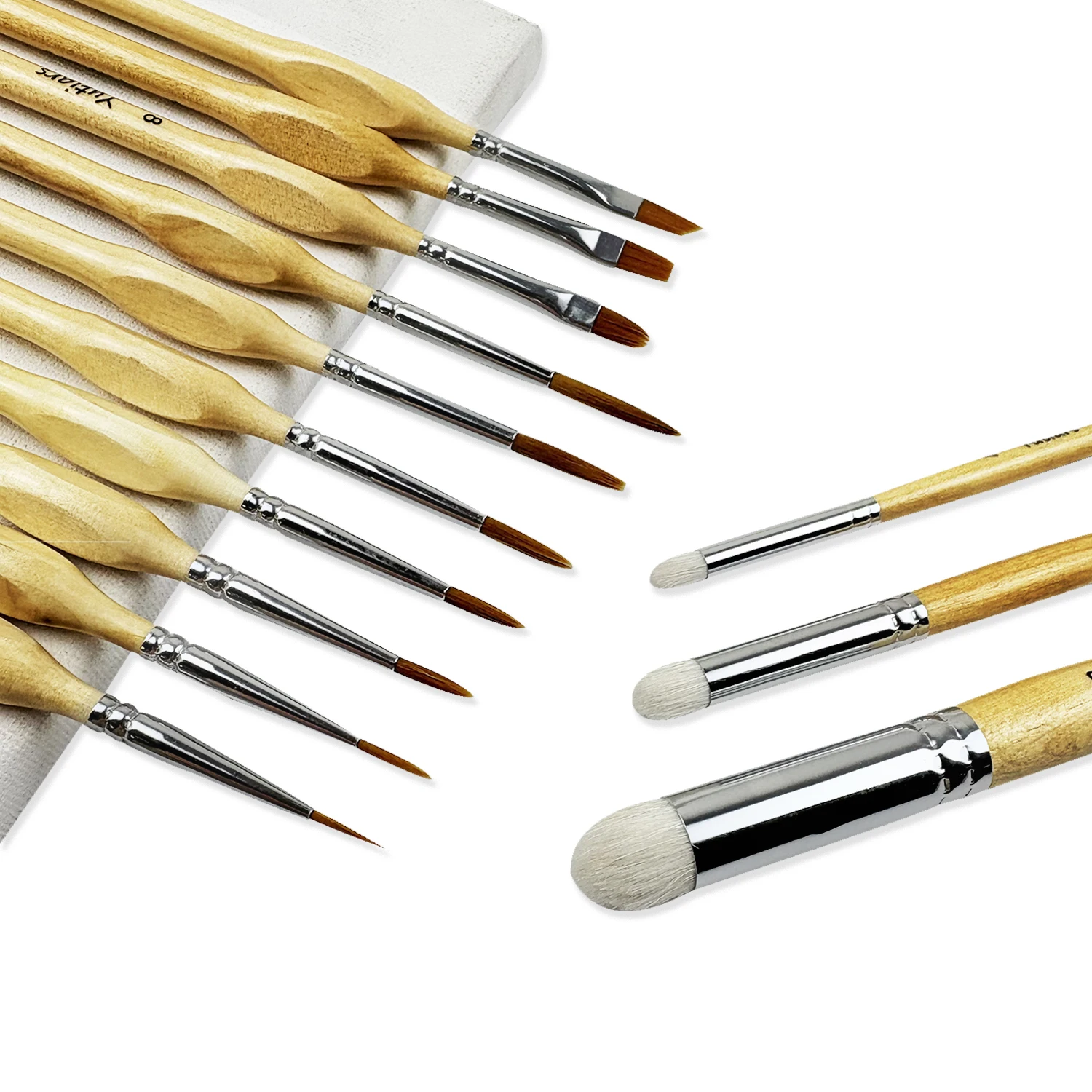 3/10/13Pcs Dry Brush Miniature Painting And 10Pcs Wooden Nylon Brush Set Fine Details Nylon Brush Hair for Acrylic, Watercolors