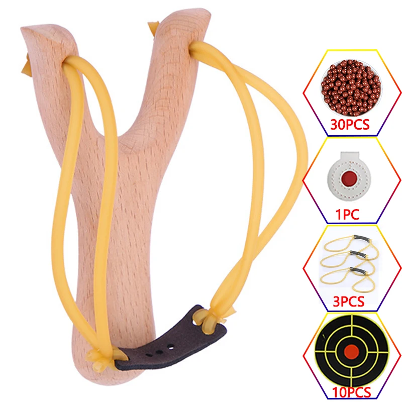 Traditional Wood Slingshot Outdoor High Precision Hunting Rubber Band Strong Slingsshot Catapult