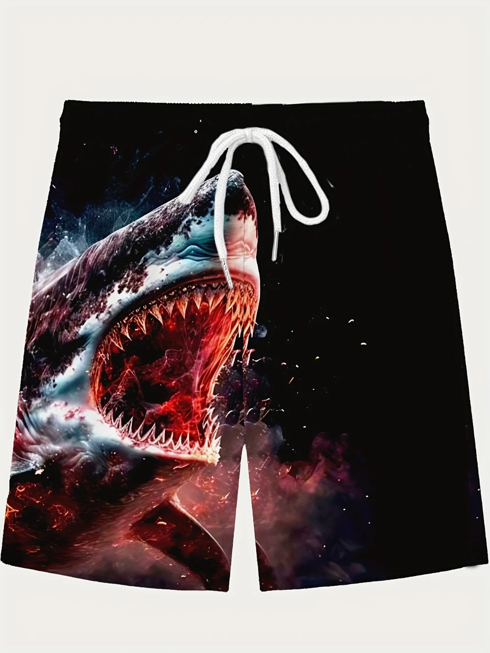 Męskie szorty plażowe z nadrukiem rekina 3D i regulowanym sznurkiem, odpowiednie na letnie wycieczki i na plażę Dynamic Summer Shorts