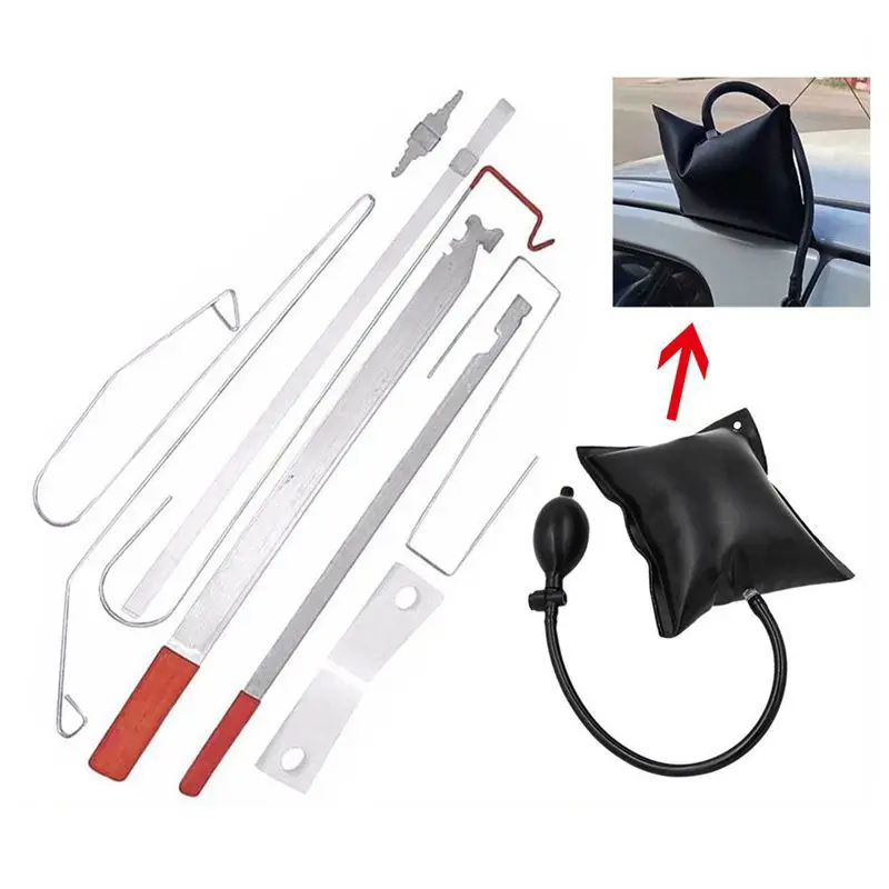 Kit d'outils de clé de déverrouillage de porte de voiture, serrure d'urgence, pompe à air noire universelle