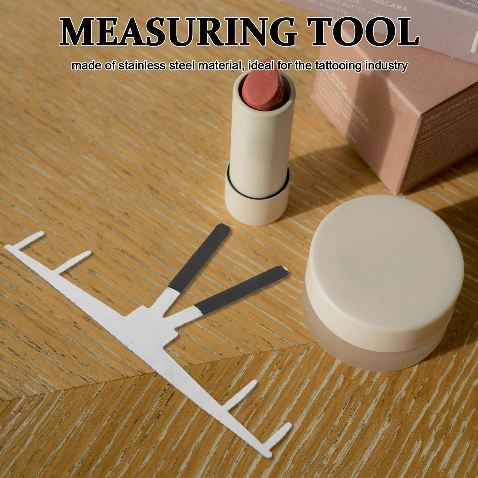 مسطرة حواجب من الفولاذ المقاوم للصدأ مع نظام تحديد المواقع ثلاثي النقاط لرسم الحواجب الدقيق وتشكيل الوشم الاحترافي