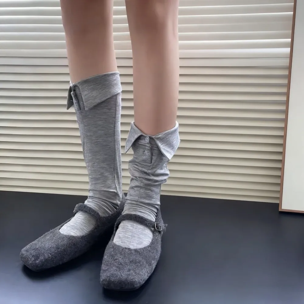 Comfortable Button Flip Collar Socks Lapel Novelty Polka Dot Socks Hosiery Solid Color Short Ankle Socks Streetwear