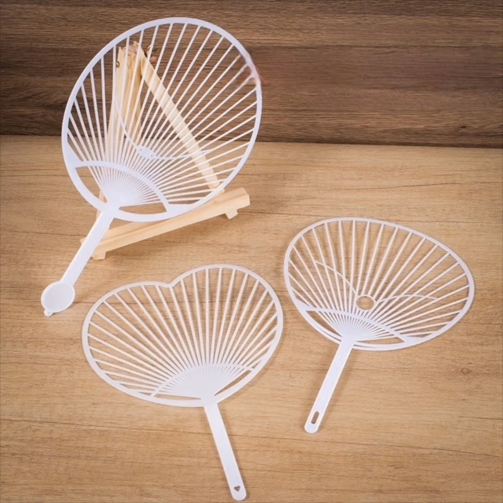 White Hand-held Fan Framework Semi-finished Fan Making Crafts Hand Fan Unassembled Plastic DIY Concert Cheer Fan DIY Project