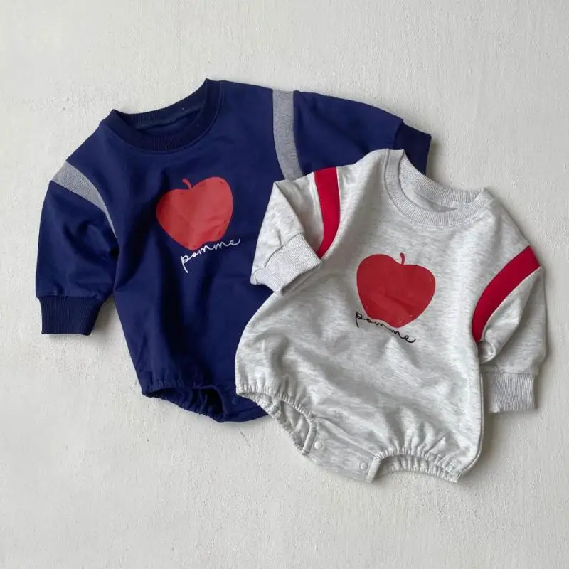 

2025 Autumn New Baby Long Sleeve Casual Bodysuit Newborn Cute Apple Print Cotton Jumpsuit For Boy Girl Toddler Clothes 0-24M