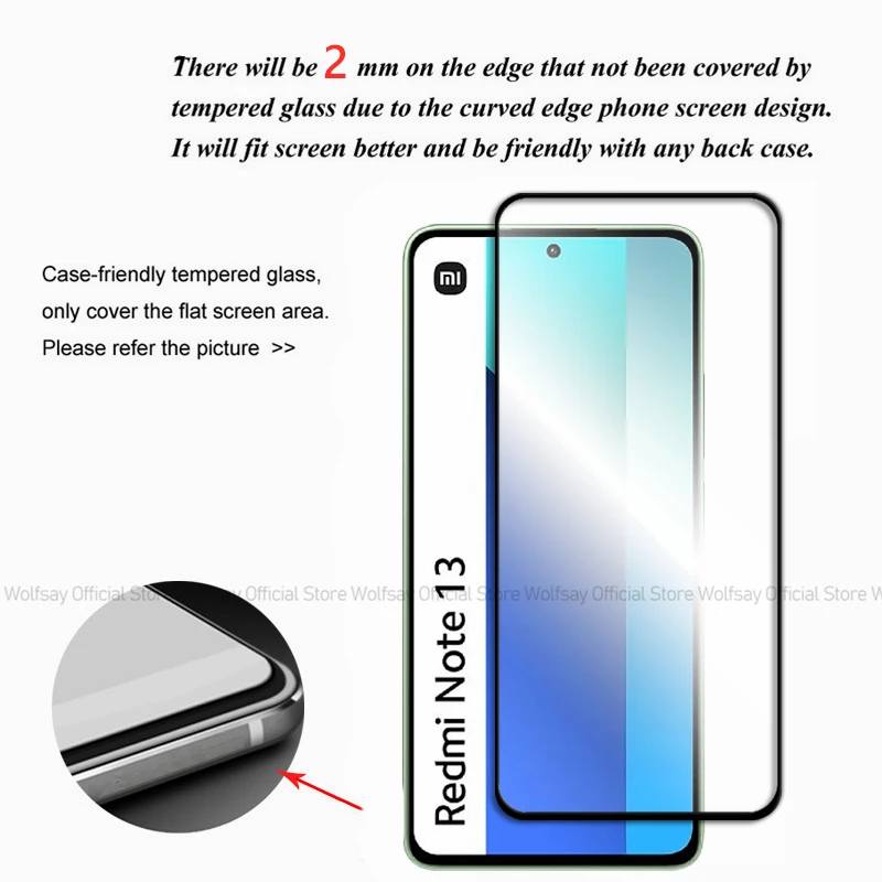 Full Glue Glass For Xiaomi Redmi Note 13 4G Screen Protector Xiaomi Redmi Note 13 Pro Tempered Glass Phone Film Glass Protector