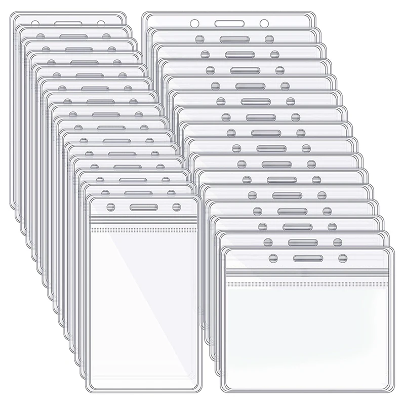 

100 Pieces ID Card Name Badge Holder Clear Plastic Name Badge ID Card Holders Transparent Card Sleeve Pouch Waterproof