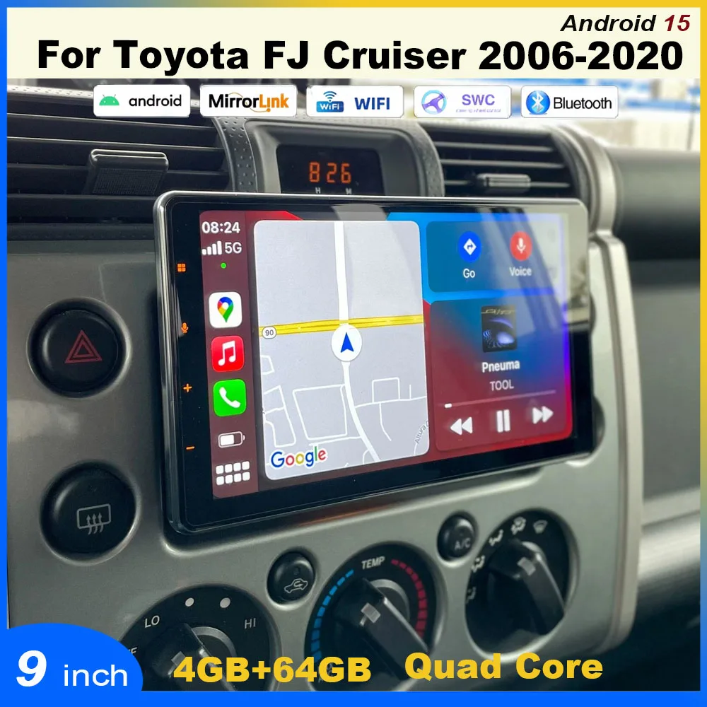 

9in Car Stereo Radio Android15 with Carplay/Android Auto SWC GPS Navi for Toyota FJ Cruiser 2006-2020 720P Backup Camera 4+64GB