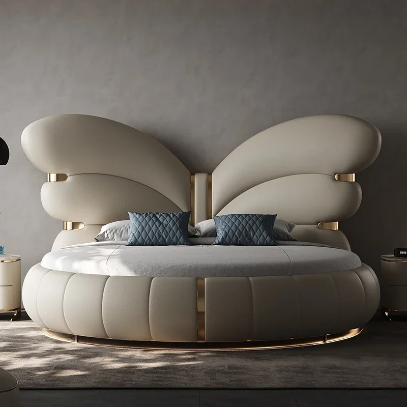 Italian Modern Double Bed High Quality Design Aesthetics Princess Lounge Sleeping Bed Bedroom Wedding Muebles Home Furniture