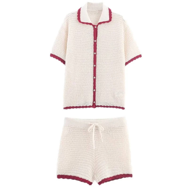 

Лето 2023. Женский трикотажный комплект Irt And orts. Модная повседневная одежда. Ор Све. Топ-бот на пуговицах.