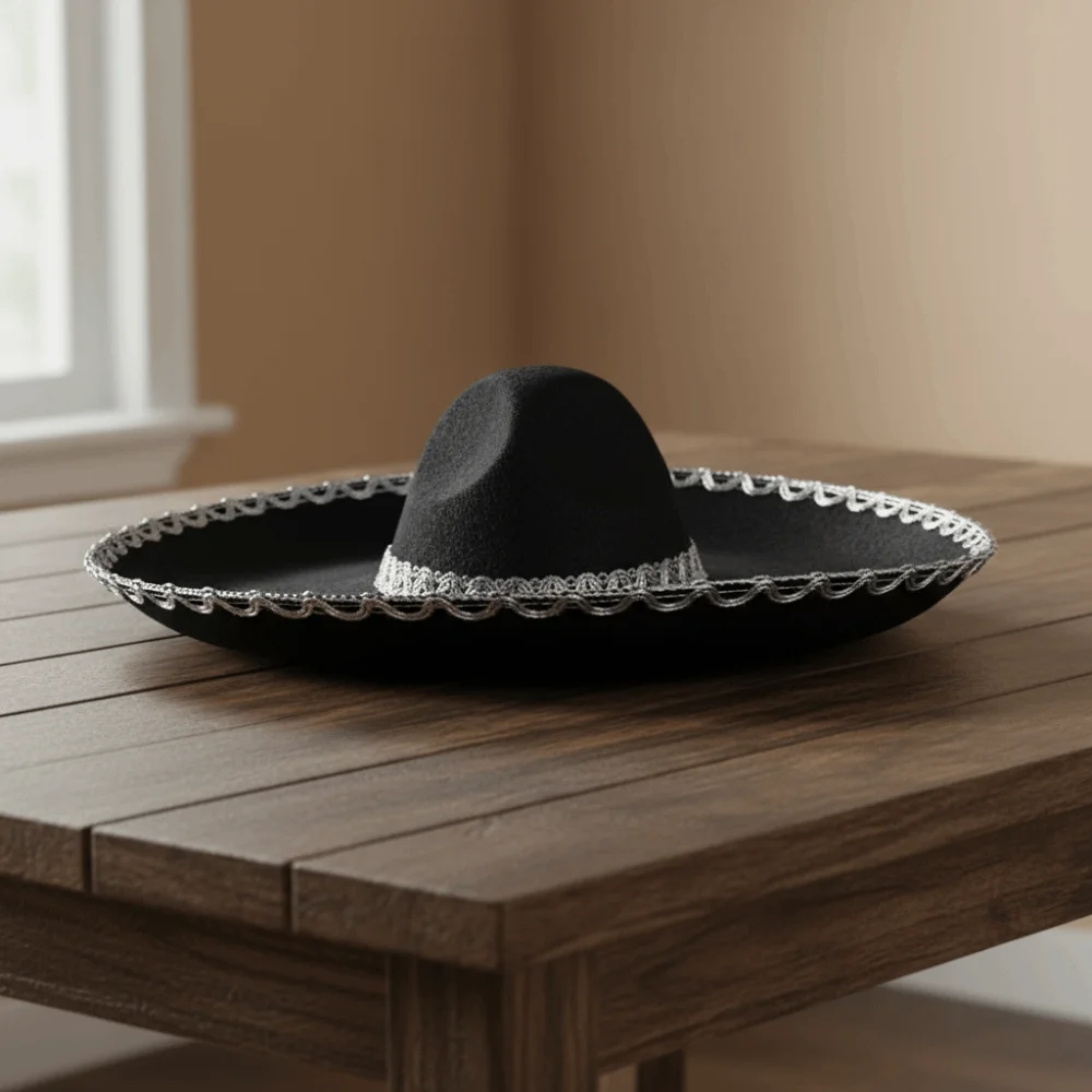 Chapéu mexicano vintage preto para crianças, chapéu mágico para performance em palco, fantasia de férias, chapéus para crianças, cosplay, homens, mulheres, unissex