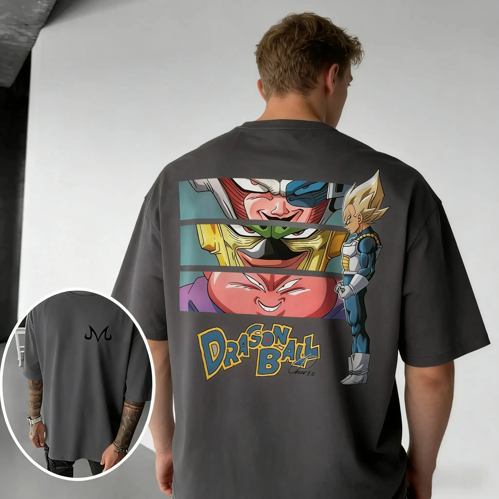 

Dragon Ball Trendy Hot Items Vintage Anime T-Shirt Men's Pure Cotton Casual Vegeta Villains Retro Tee for Daily Sports Wear