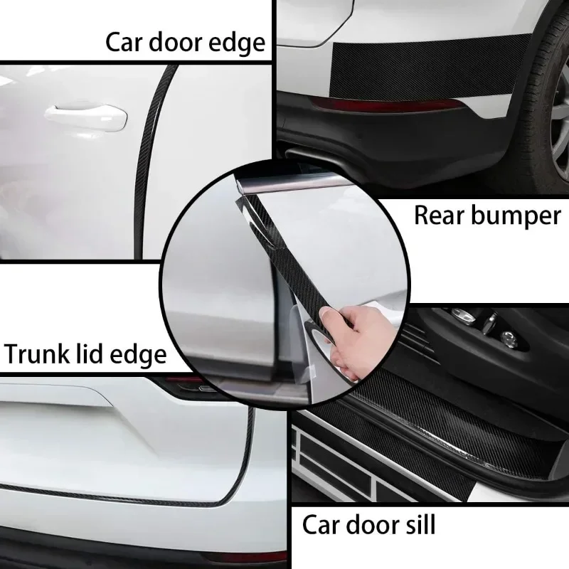Nano Carbon Fiber Car Sticker Paste Protector Strip DIY Automotive Protective Film Auto Door Sill Side Mirror Anti Scratch Tape