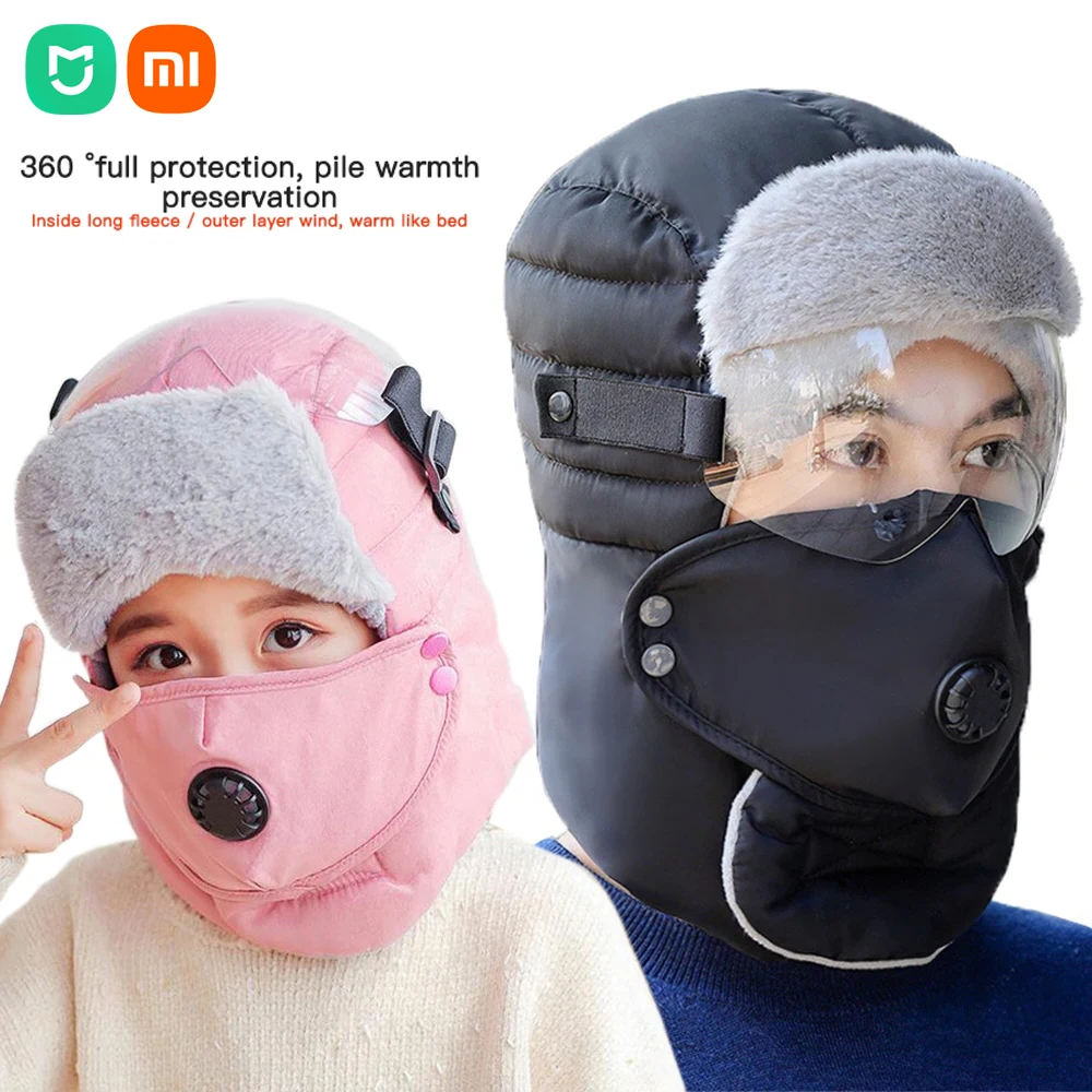 2023 Original Design Winter Hats For Women Warm Kids Cap ski Winter Men Waterproof Hood Hat With Glasses Cool Balaclava