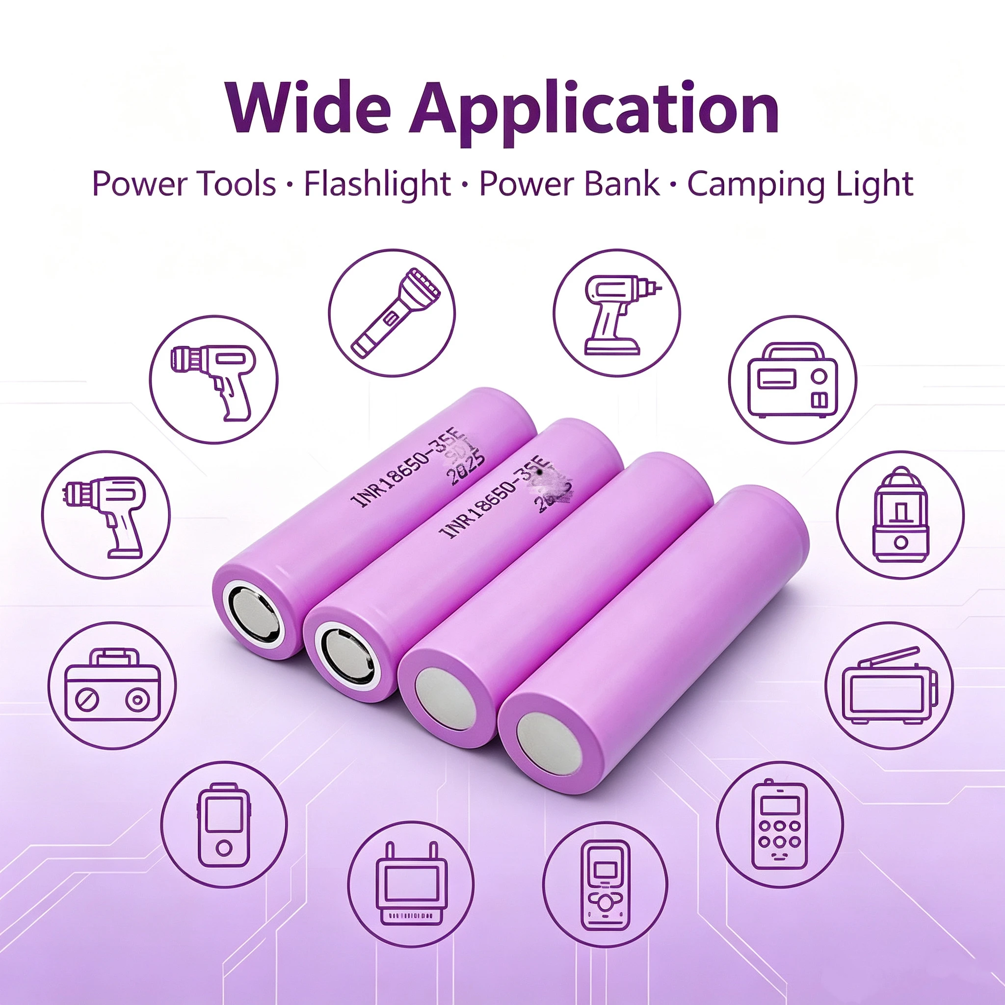 Wholesale 18650 Lithium Ion Battery Cell 3.7V 3500mAh Flat Top Rechargeable Cylindrical Li‑ion Cell For Power Bank Flashlight
