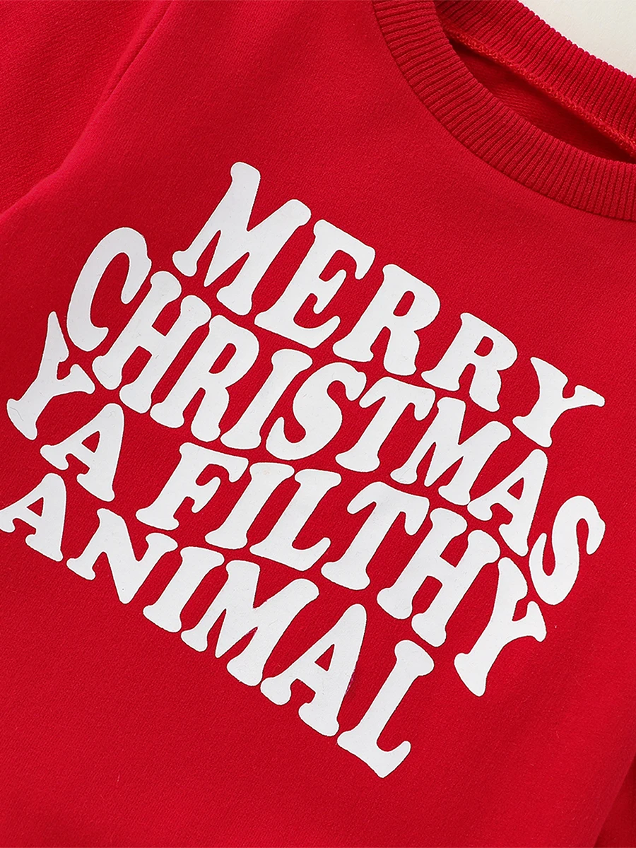 Toddler Baby Christmas Sweatshirts Casual Long Sleeve Letter Print Pullover Sweatshirts Tops Kid Winter Tops Clothes 2023