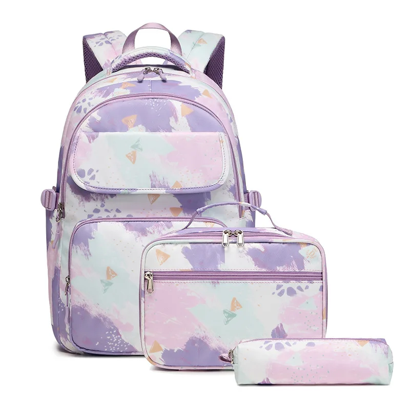 Mochilas escolares impermeáveis para adolescentes, mochila infantil, mochila, criança com estojo de lápis, lancheira, bolsa de livro impressa, 3 pcs set, 2024