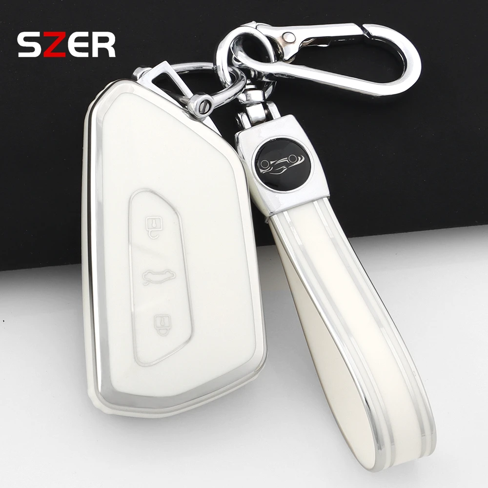 حافظة مفاتيح السيارة على طراز البولي يوريثان سلسلة مفاتيح فوب لسيارة فولكس فاجن فولكس فاجن جولف 8 MK8 ID-4 ID-6 لسكودا اوكتافيا A8 لمقعد ليون FR MK4 Cupra #3