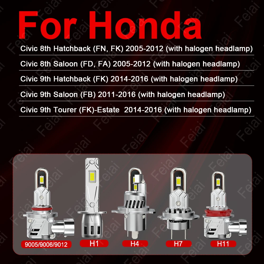 For Honda Civic Headlight LED Bulb Civic 8 9 8th 9th Gen Accessories 2005 2006 2007 2008 2009 2010 2011 2012 2013 2014 2015 2016