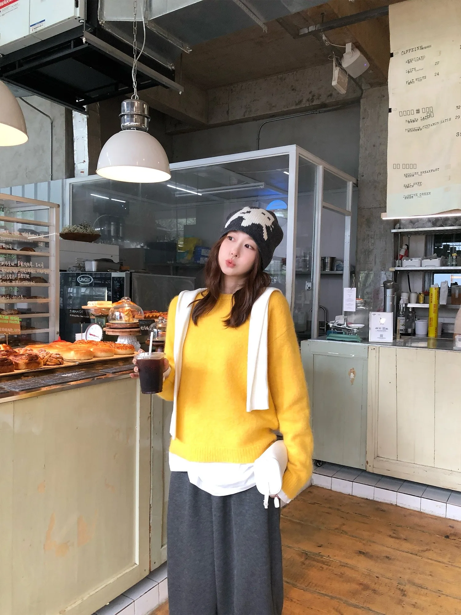 

Loose Fit round Ne Pullover Wool Sweater Women's Autumn Winter Lazy Sle Yellow Knitwear Soft Comfortable Woolen Top