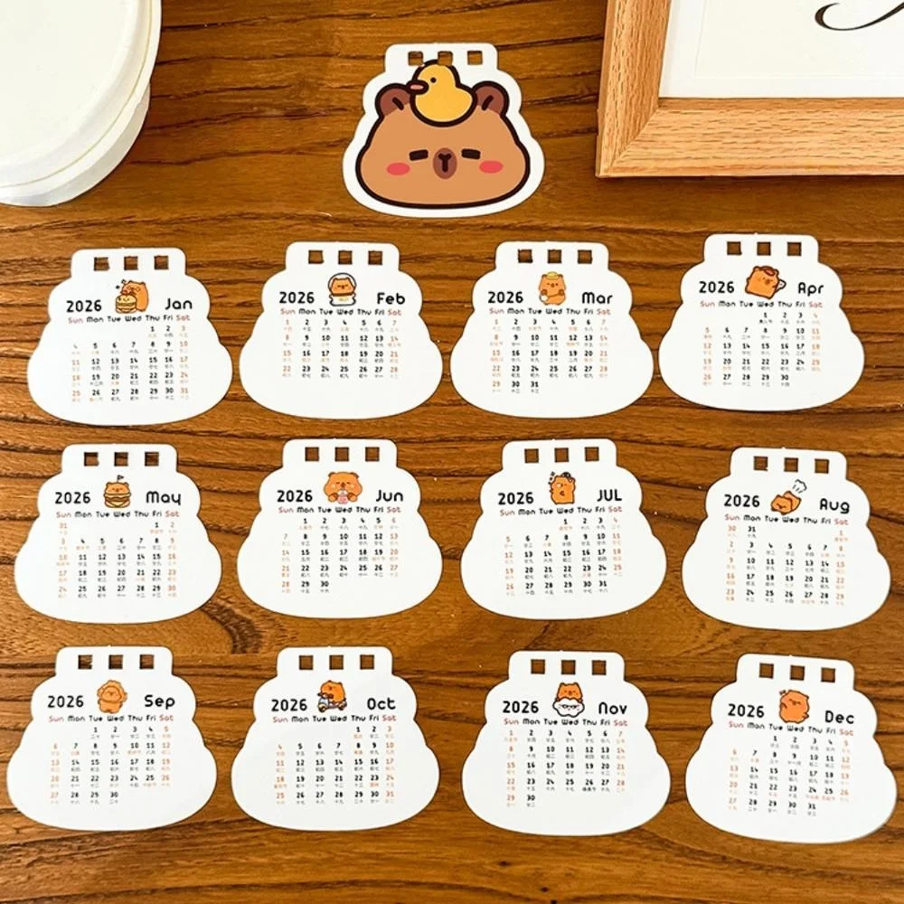 2026 Mini Capybara Desk Calendar Pocket Portable Daily Calendar Planner Desktop Decoration Office Stationery