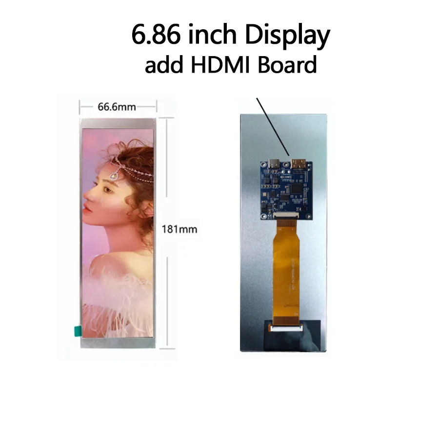 6.86 inch 6.75inch Touch Screen Computer Kit with HDMI Board Raspberry Pi Orange Pi Shelf - 480x1280 Resolution Desktop PC Kit