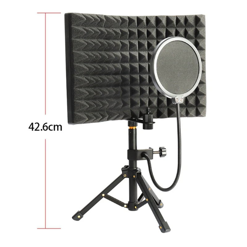 

Microphone Isolation Screen Mic Sound Absorbing Screens Adjustable For Broadcasting Podcasts Recording Singing Studio Durable