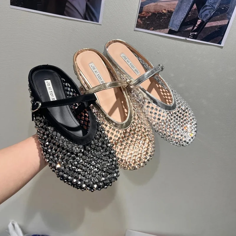 

Summer Women Internal Elevation Mules Slippers Fashion Crystal Slip On Slide Shoes Ladies Dress Street Style Footwear