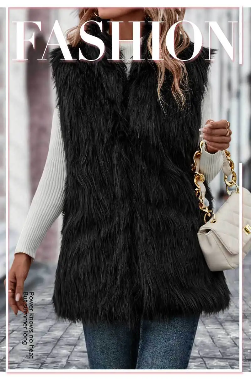 2023 European and American fur imitation fur coat women's vest fur women's coat wholesale AliExpress leisure spring