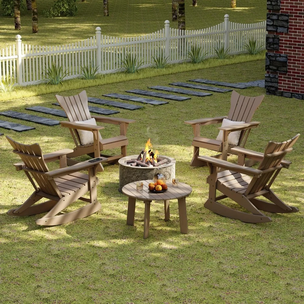 Outdoor Round Coffee Table, Adirondack Patio Coffee Table, Outdoor Large Side Table for Balcony Lawn