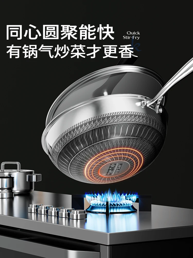 

Индукционная сковорода с вогнутым дном, нержавеющая сталь 316, сковорода вок с антипригарным покрытием и круглым дном, подходит для газовых плит