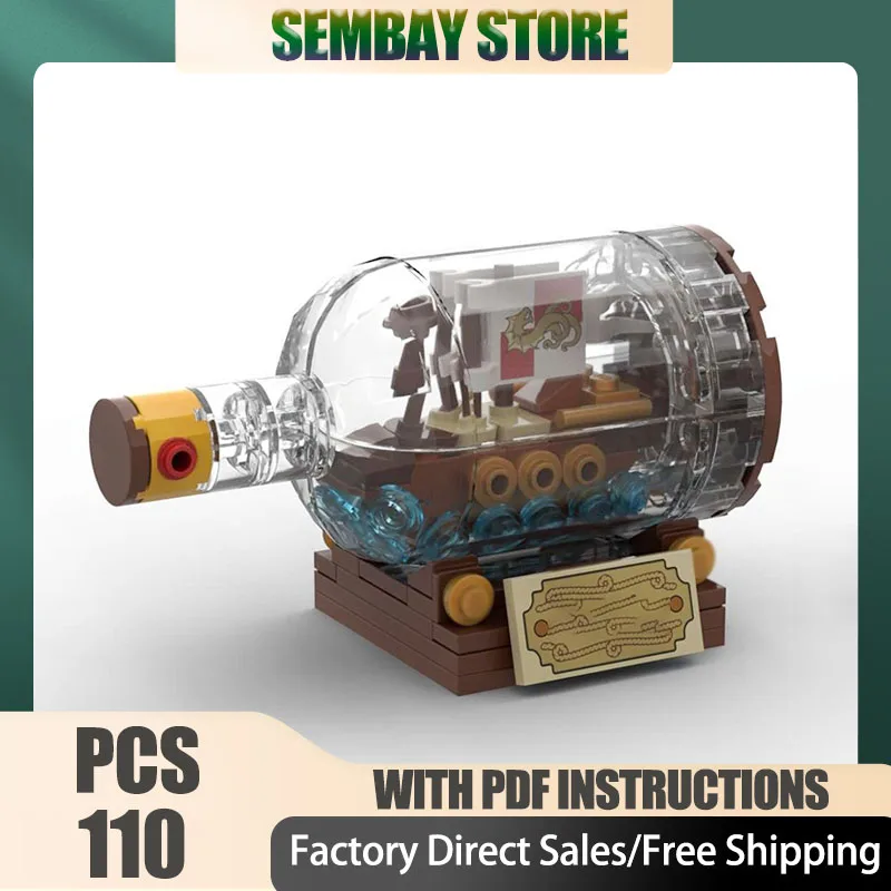 

Creative Series Moc Building Bricks Modular Micro Ship in a Bottle Model Technology Blocks Christmas DIY Toy Construction Gifts