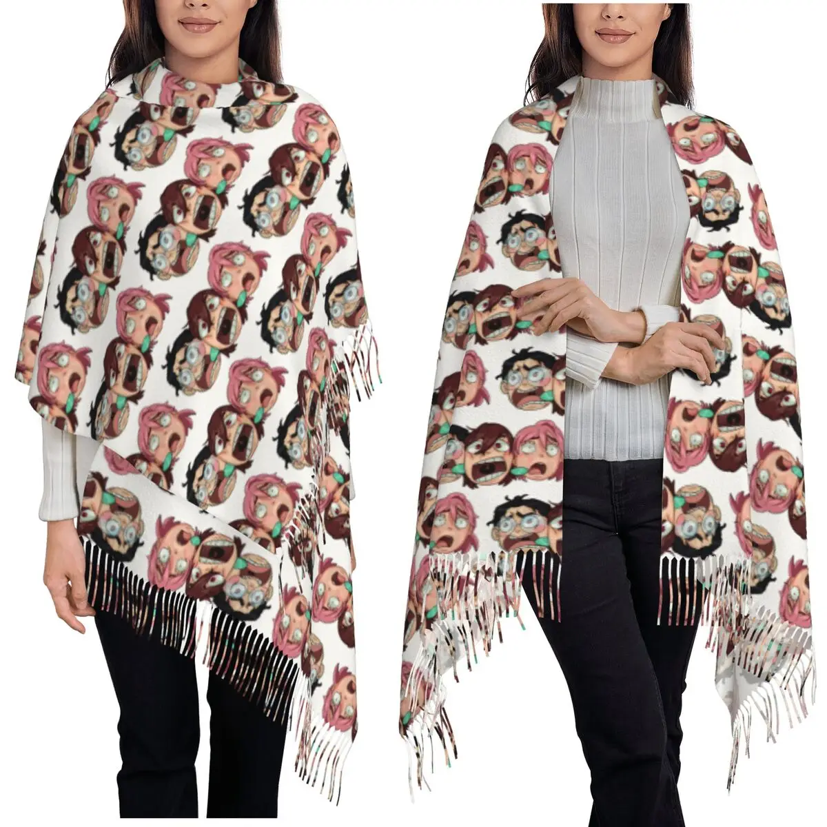 Dandadan Anime Manga Scarf Tassel Scarves Women Soft Warm Shawls and Wraps Long Fall Winter Shawl Wrap