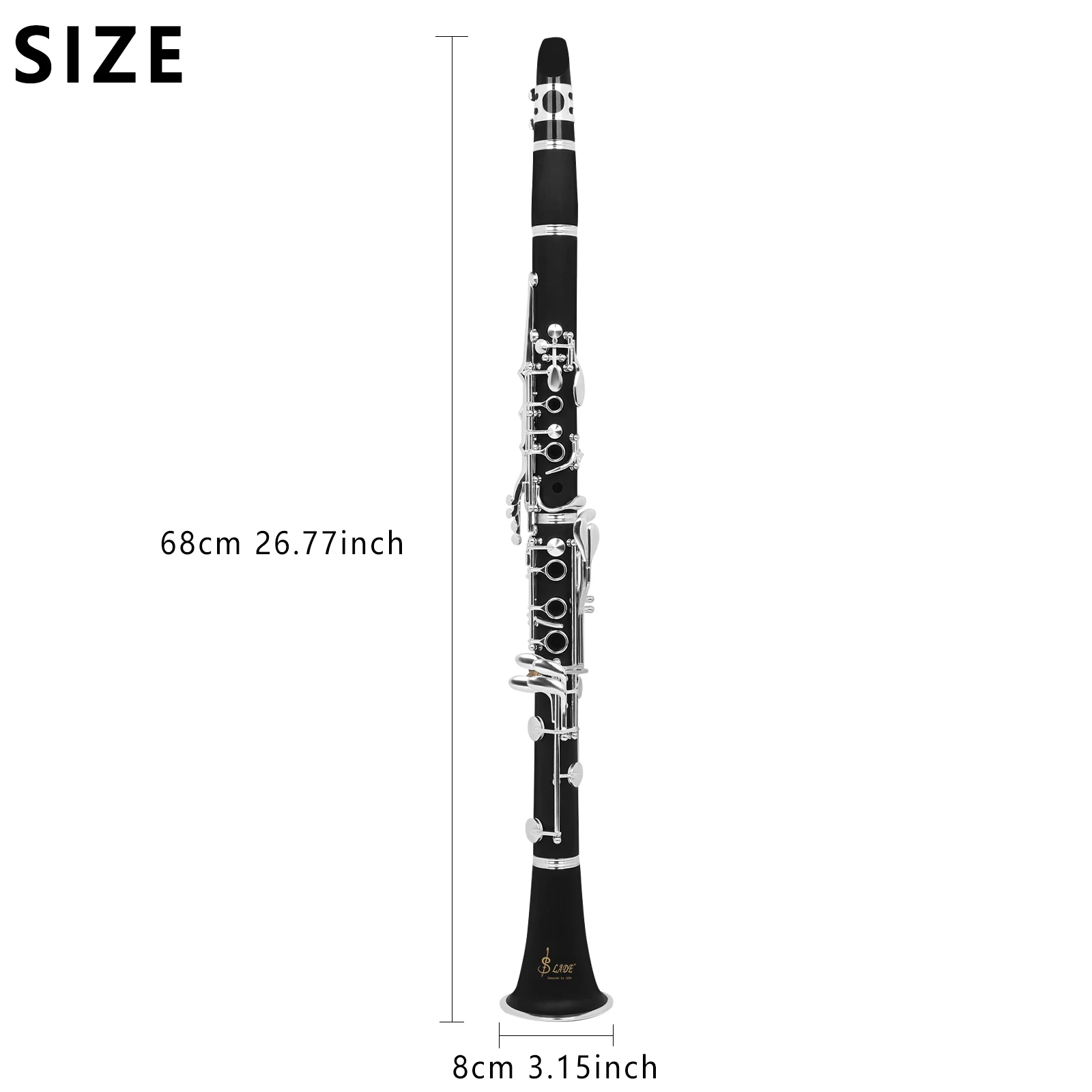 SLADE LDC850 17 Keys Clarinet ABS Body Nickel-Plated Keys Bb Clarinet Woodwind Instrument with Reed for Clarinet Performance