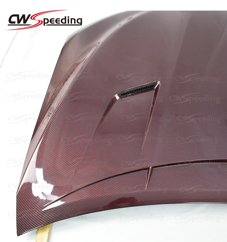 BONNET de capó de motor de fibra de carbono rojo estilo CWS para KIT de carrocería de cámara 2018