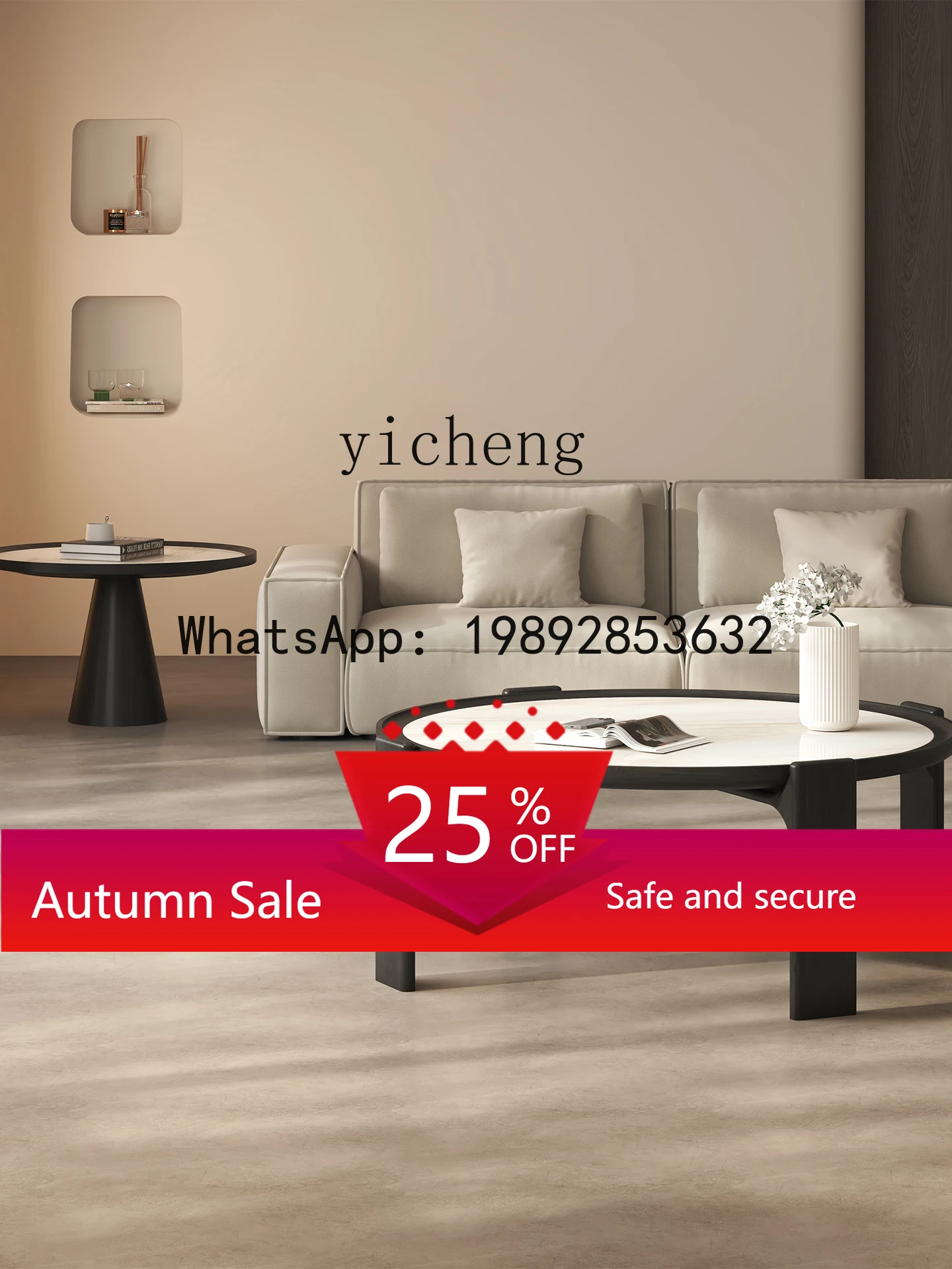 

LYY Natural luxury stone coffee table light luxury living room household solid wood edge table medium and ancient style