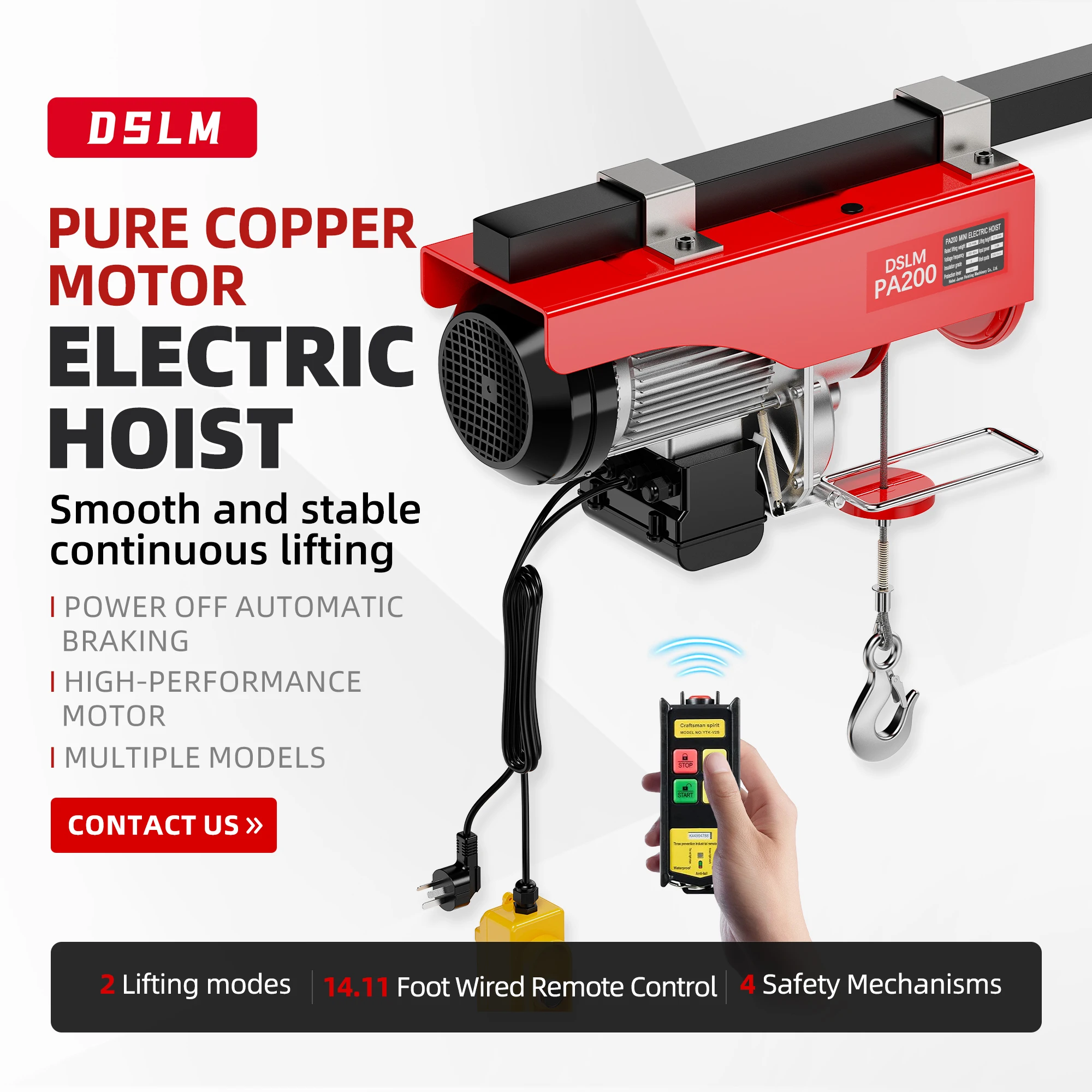 

Электрическая таль DSLM, 200-1000 кг, проводная/беспроводная подъемная лебедка, инструмент, кран-лебедка, подходящая для гаражей и склад