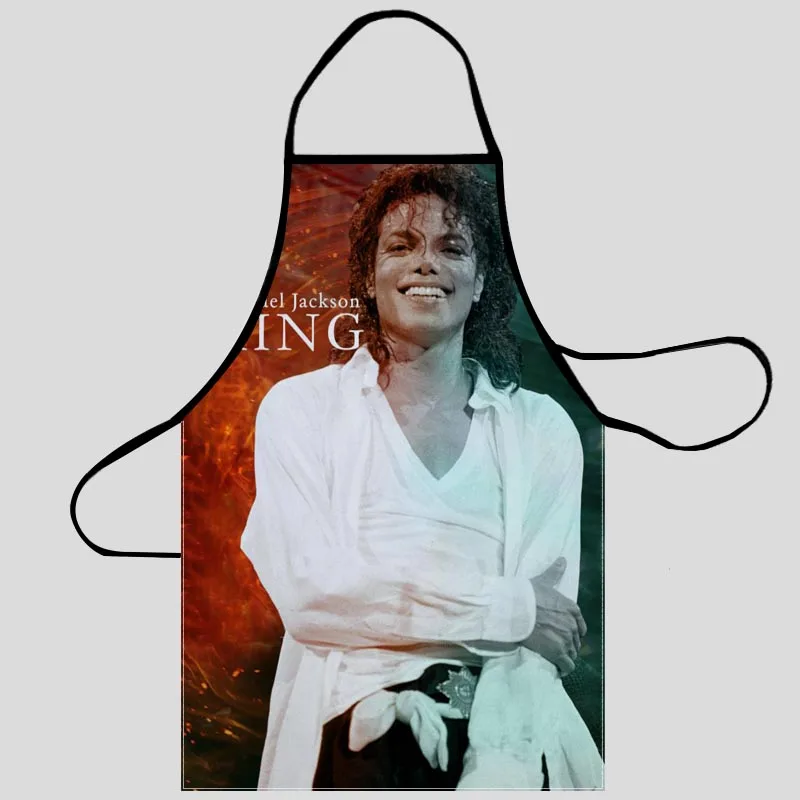 

New Michael Jackson Apron Kitchen Aprons for Women Oxford Fabric Cleaning Pinafore Home Cooking Apron
