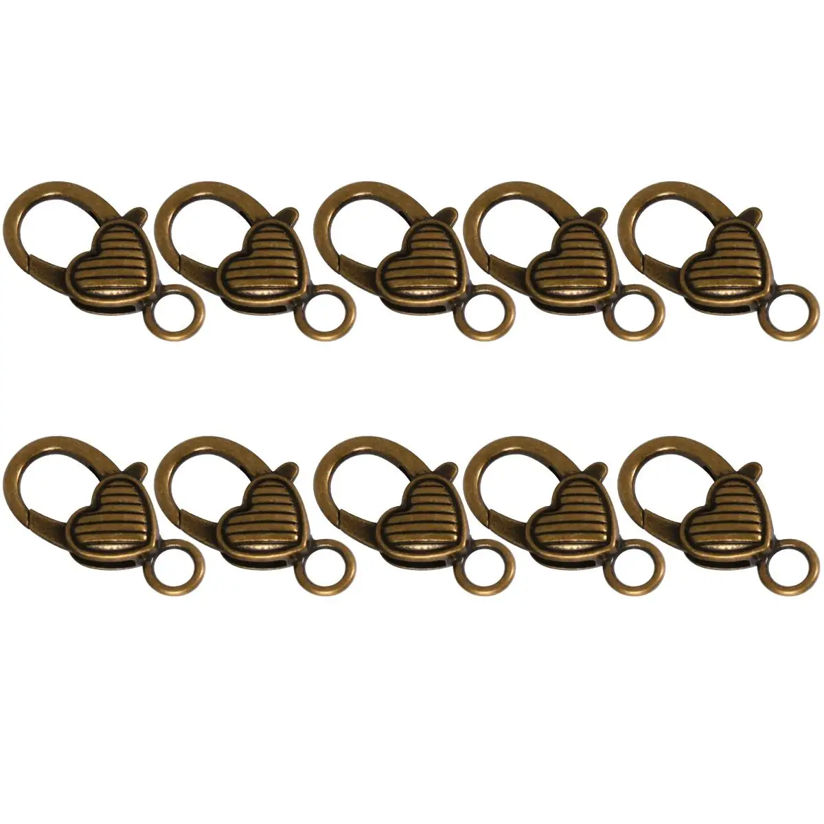 

10 Pcs Heart Shaped Lobster Clasp Alloy Jewelry Accessories for DIY Necklaces Bracelets Bags Straps Vintage Color