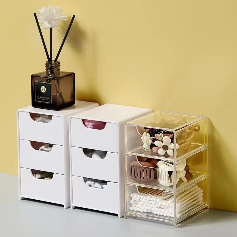 3 Layer Desktop Drawer Storage Organizer Clear Visible Space Saving For Home Office Cosmetics Stationery Storage