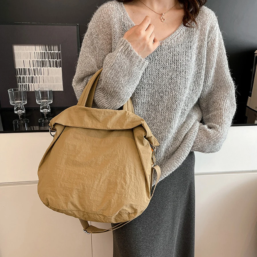 

Новая женская сумка большой вместимости, простые однотонные легкие сумки через плечо на одно плечо для поездок на работу и путешествий.