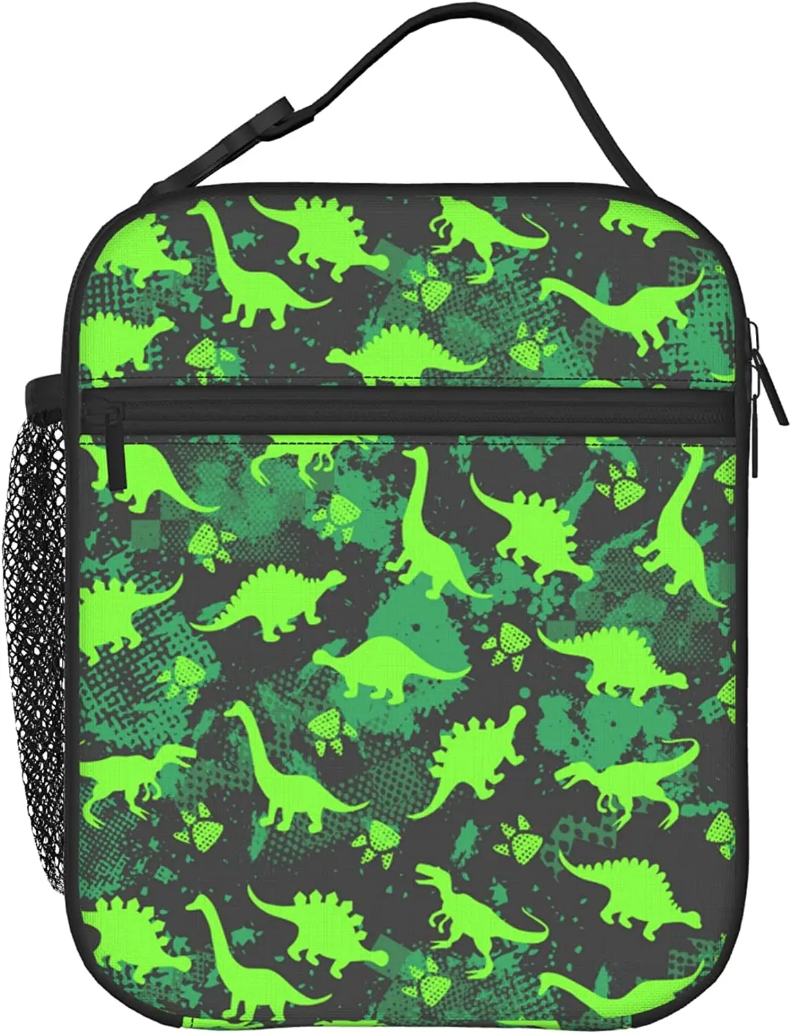 

Green Dinosaurs Footprint Pattern Lunch Box Insulated Lunch Bag Reusable Meal Lunch Tote Bag Cooler Bag Container Waterproof